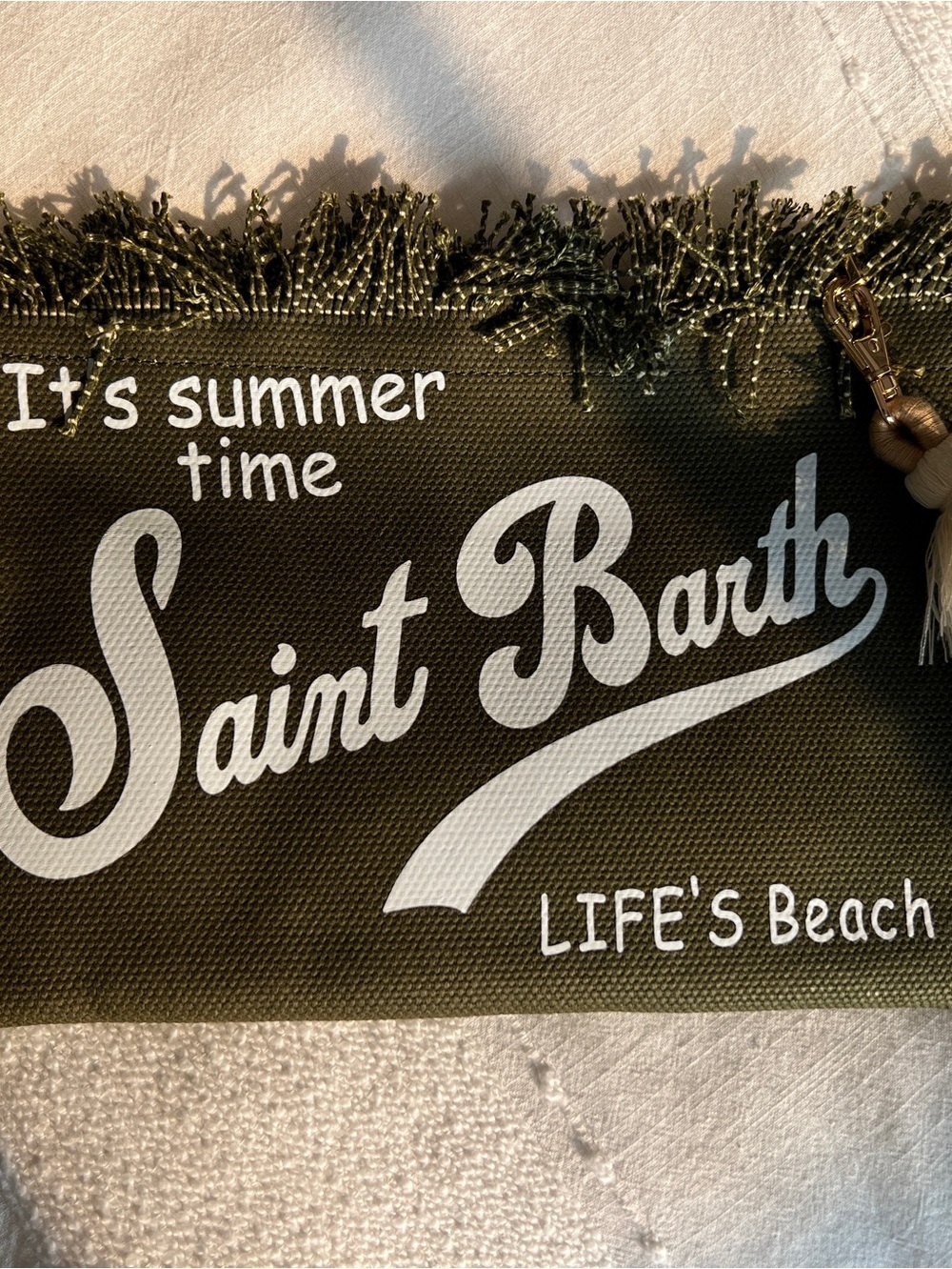 Olive Green Canvas Beach Pouch